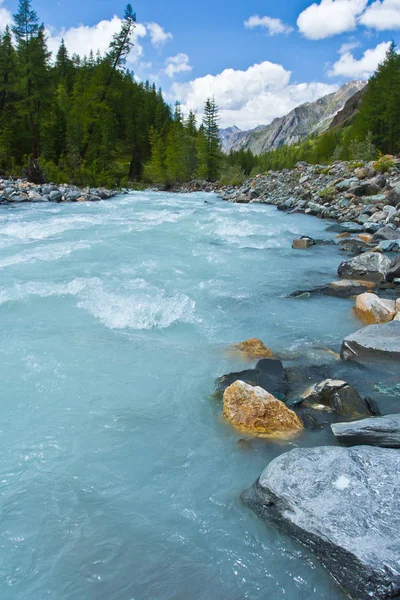 Splendida vista sulle montagne e sul fiume limpido — Foto Stock