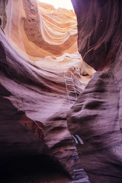 Red canyon  in the Israil and sun lights — Stock Photo, Image