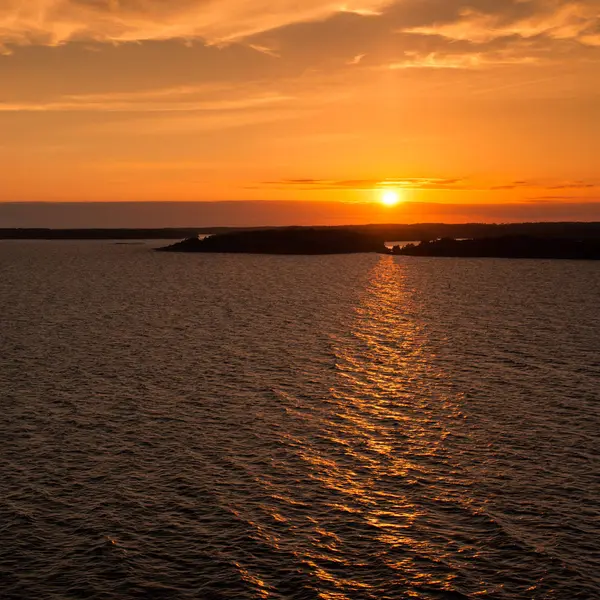 Une Image Coucher Soleil Sur Mer Baltique Prise Sur Pont — Photo