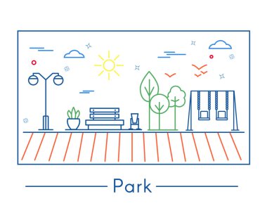 Doğrusal şehir ve park tasarım öğeleri