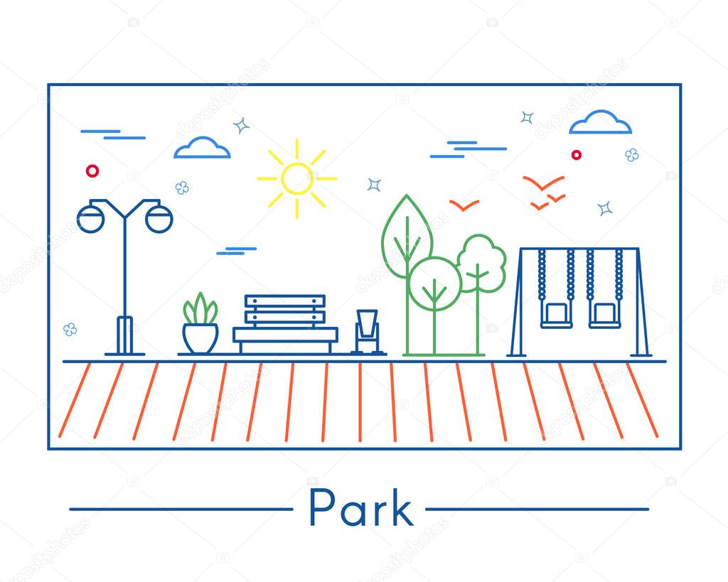 Linear city and park design elements