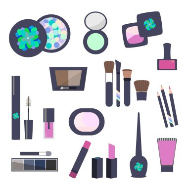 Makyaj ve kozmetik düz simgeler