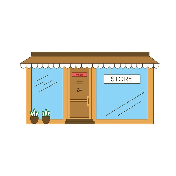 Edifício de loja linear — Vetor de Stock