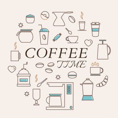 Lineer tarzda kahve öğeleri ayarla