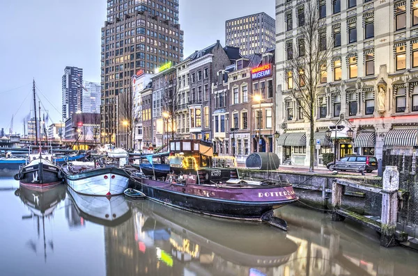 Rotterdam Netherlands Januari 2018 Vroeg Ochtend Bij Wijnhaven Haven Met — Stockfoto