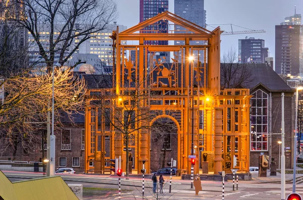 Rotterdam Netherlands February 2018 Steel Sculpture Nieuwe Delftse Poort New — Stockfoto