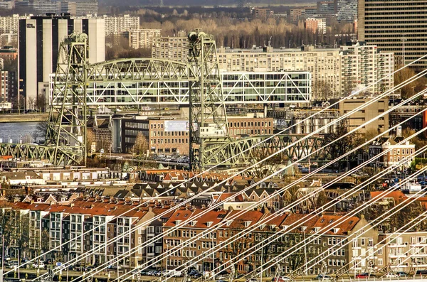 Rotterdam Países Bajos Febrero 2018 Histórico Puente Ferroviario Hef Oficina — Foto de Stock