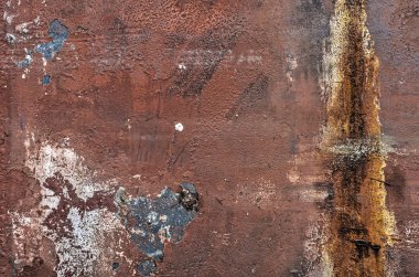 Gövde soyulması mavi katman undernearth yanı sıra diğer grunge ve usulsüzlük açığa kırmızımsı kahverengi boya ile gemi