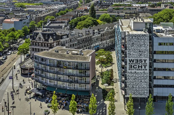 Rotterdam Olanda Iunie 2017 Vedere Aeriană Intersecției Dintre West Kruiskade — Fotografie, imagine de stoc