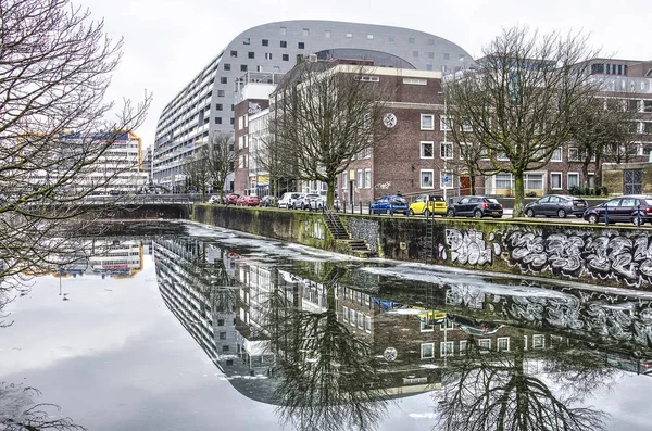 Rotterdam Hollanda Mart 2018 Mimari Simge Markthal Içinde Ince Yansıtan — Stok fotoğraf