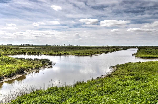 Kreuzförmiger Teich Auf Der Naturinsel Tiengemeten Dessen Lineare Struktur Die — Stockfoto