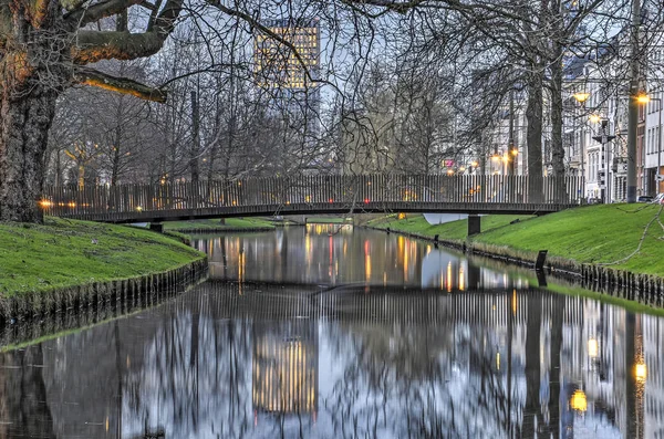 Roterdão Holanda Março 2017 Ponte Pedonal Através Canal Westersingel Durante — Fotografia de Stock