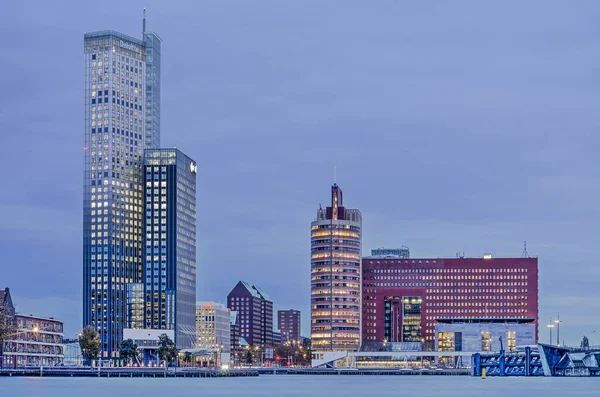 Rotterdam Pays Bas Novembre 2019 Vue Heure Bleue Sur Rivière — Photo
