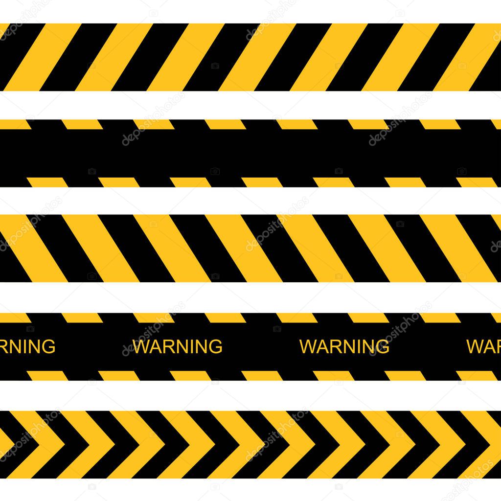 Vector seamless warning tapes. Vector caution lines.