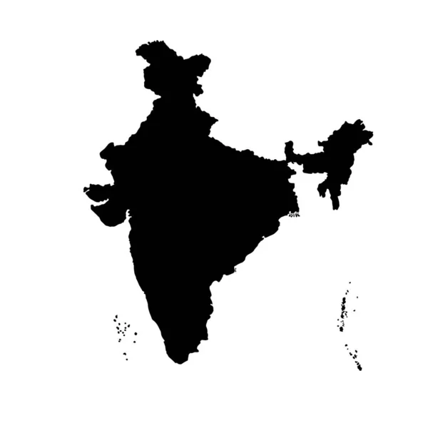 Vector illustration of black silhouette India. Vector map. — Stock Vector