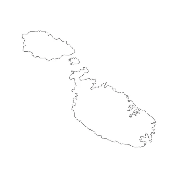 Εικονογράφηση διάνυσμα του μαύρου περίγραμμα Μάλτα χάρτη. — Διανυσματικό Αρχείο