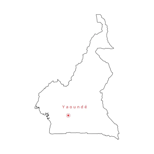 Ilustração vetorial do esboço do mapa dos Camarões com a capital Yaounde . —  Vetores de Stock