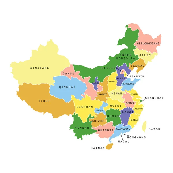 Vektorillustration der Karte der administrativen Teilung von China. — Stockvektor