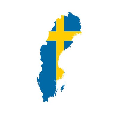 İsveç bayrak haritasının vektör illüstrasyonu. Vektör haritası.
