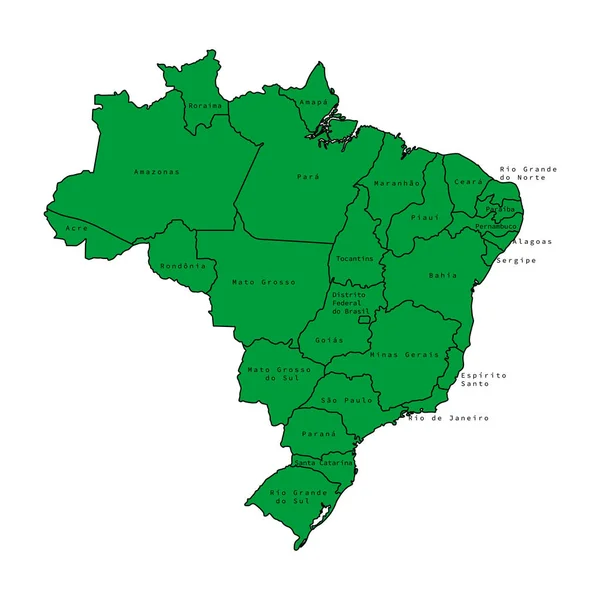 Vektorová ilustrace mapy administrativního rozdělení Brazílie. — Stockový vektor