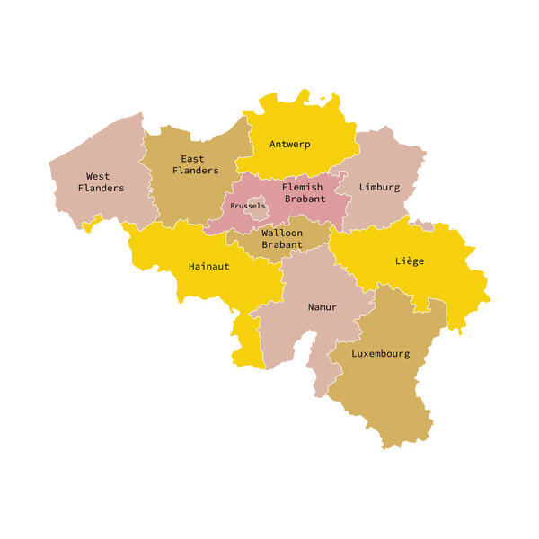 Vector illustration of administrative division map of Belgium. Vector map..