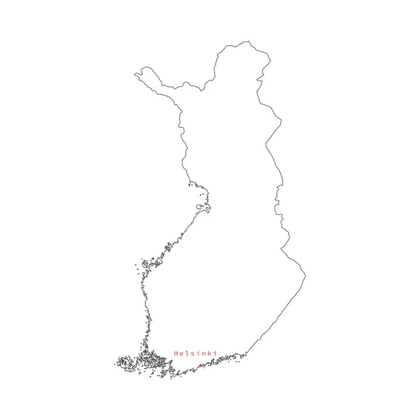 Vektorillusztráció körvonalazott finn térkép fővárossal Helsinki. — Stock Vector