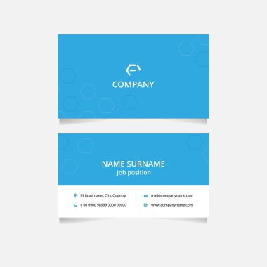 Vektör mavi kartvizit tasarımı. Basit kartvizit...