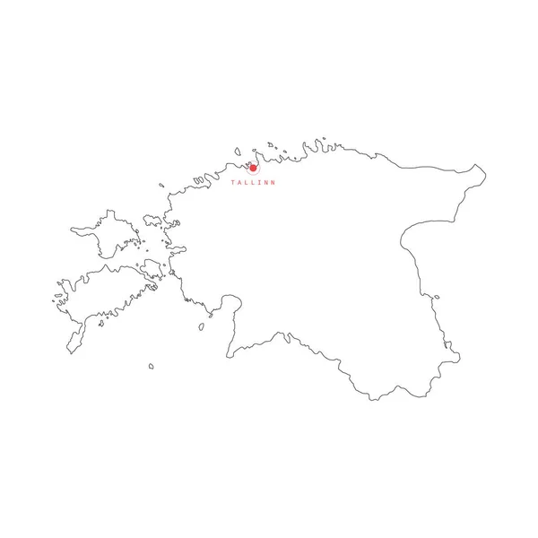 Vektorová ilustrace osnovy estonské mapy s hlavním městem Tallinnem. — Stockový vektor