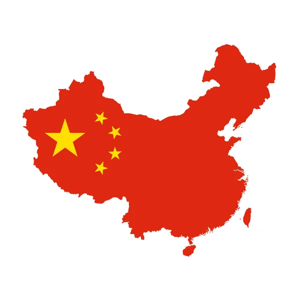 中国国旗地图的矢量图解.矢量图. — 图库矢量图片