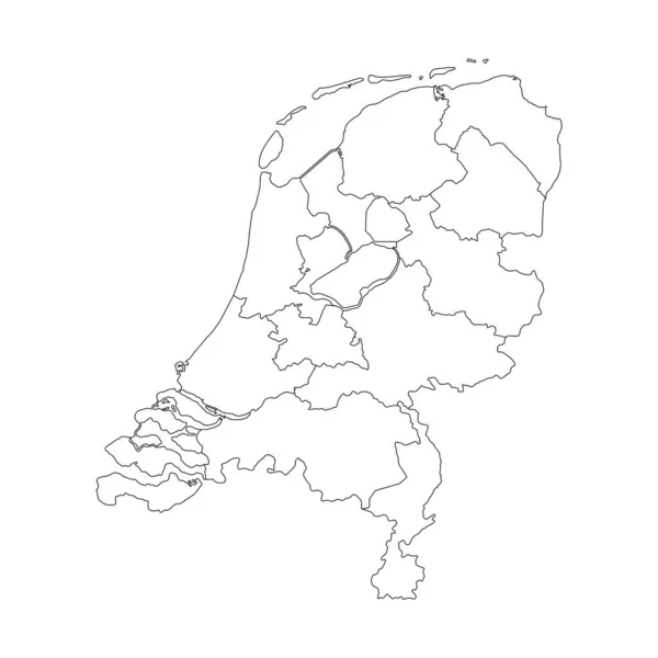 Vektorová ilustrace černé obrysu Nizozemská mapa. . — Stockový vektor