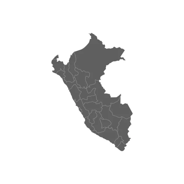 Ilustración vectorial del mapa gris del Perú. Mapa vectorial . . — Vector de stock