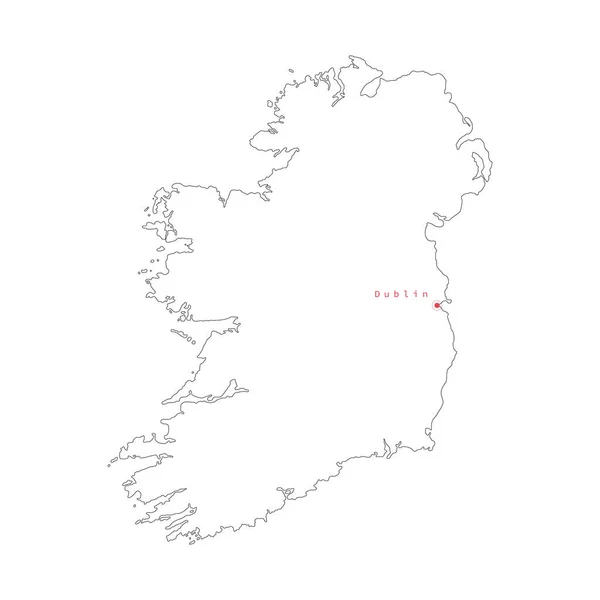 Vector illustration of outline Ireland map with capital city Dublin. . — Stock Vector