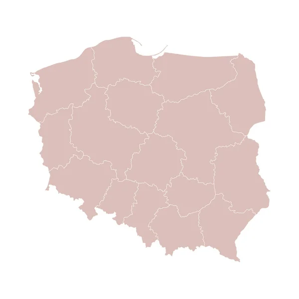 Polonya 'nın idari bölünme haritasının vektör çizimi. Vektör haritası.. — Stok Vektör