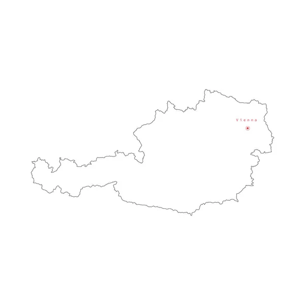 Wektor ilustracja zarysu Austria mapa ze stolicą Wiedeń. — Wektor stockowy