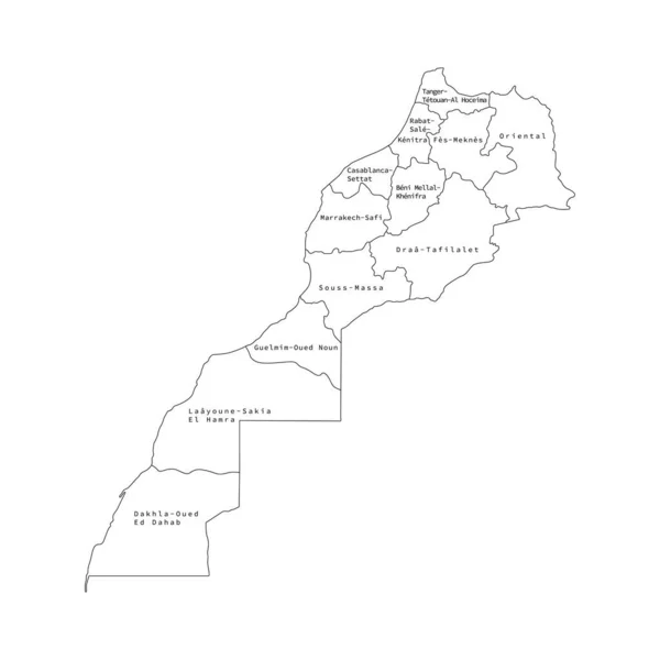 Vector illustration of administrative division map of Morocco. 벡터 지도. — 스톡 벡터