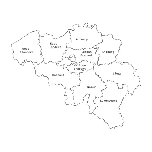 ベルギーの行政区分図のベクトル図。ベクトルマップ. — ストックベクタ