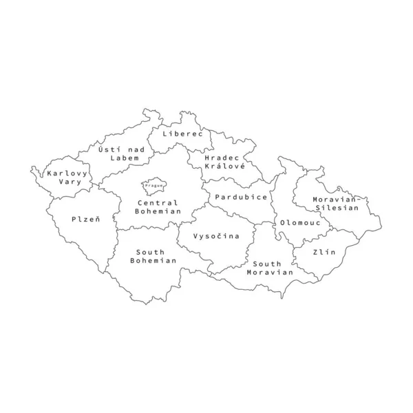 Vector illustratie van administratieve indeling kaart van het Tsjechisch. Vectorkaart. — Stockvector