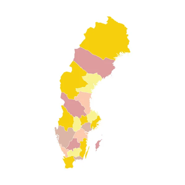 Vector illustratie van administratieve indeling kaart van Zweden. Vectorkaart. — Stockvector