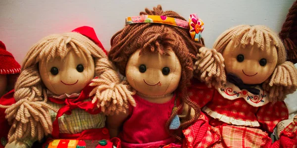 Three Smiling Rag Dolls — Stock Photo, Image