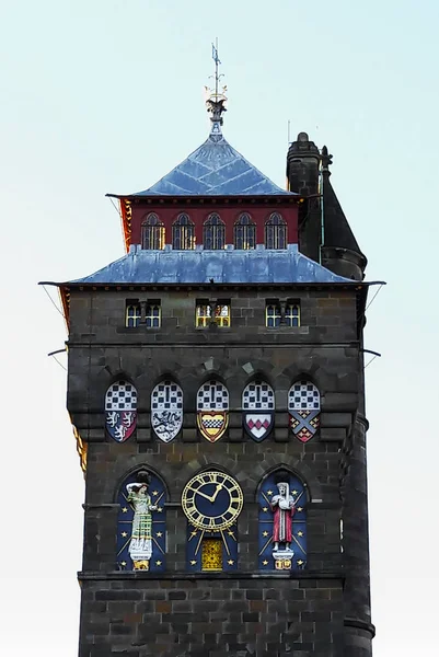 Cardiff Castle Clock Tower Wales — Stock Photo, Image
