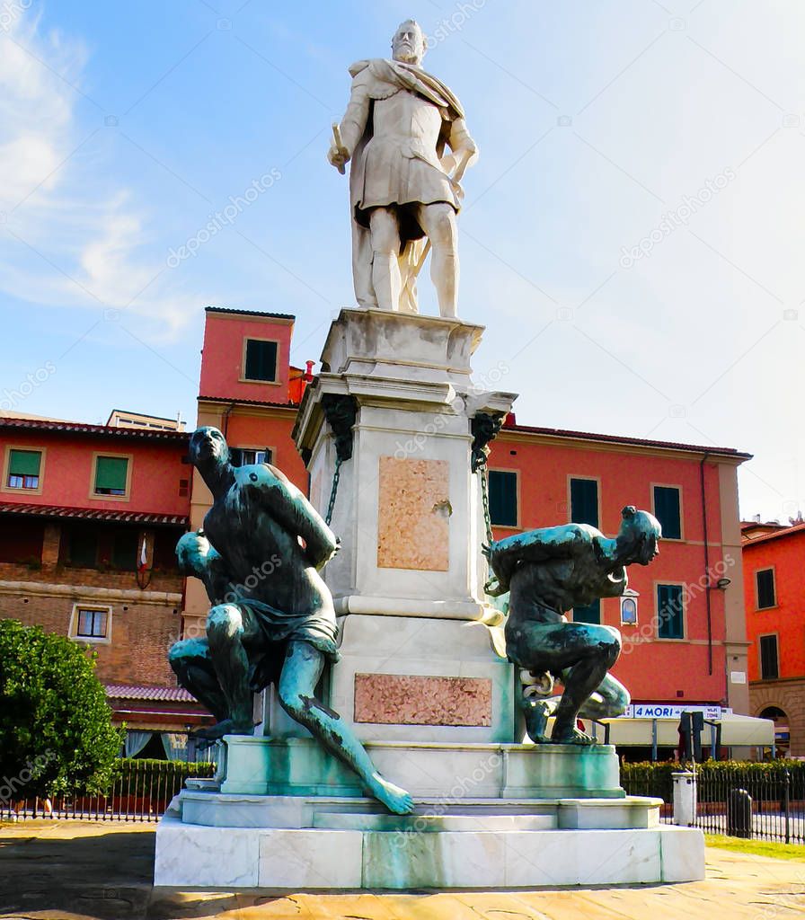 Quattro Mori monument, Leghorn, Livorno, Tuscany, Italy