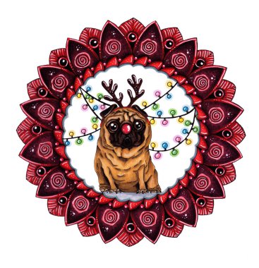 Mandala çiçek ve geometrik öğelerle Grapthic halat