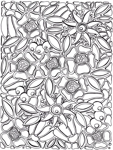 Graphic illustration of pattern with floral elements