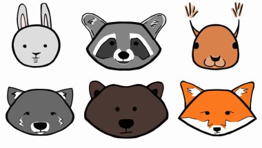 Karikatür tarzı hayvan başları