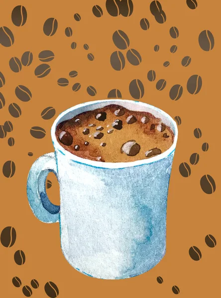 Akvarelu káva espresso — Stock fotografie