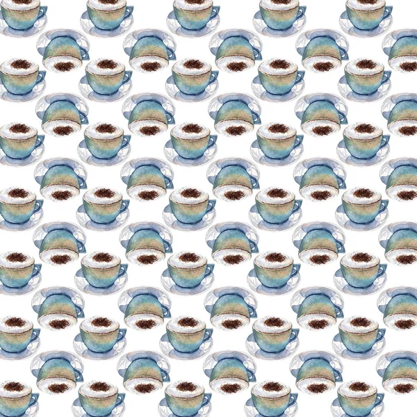 Patrón capuchino de café acuarela — Foto de Stock