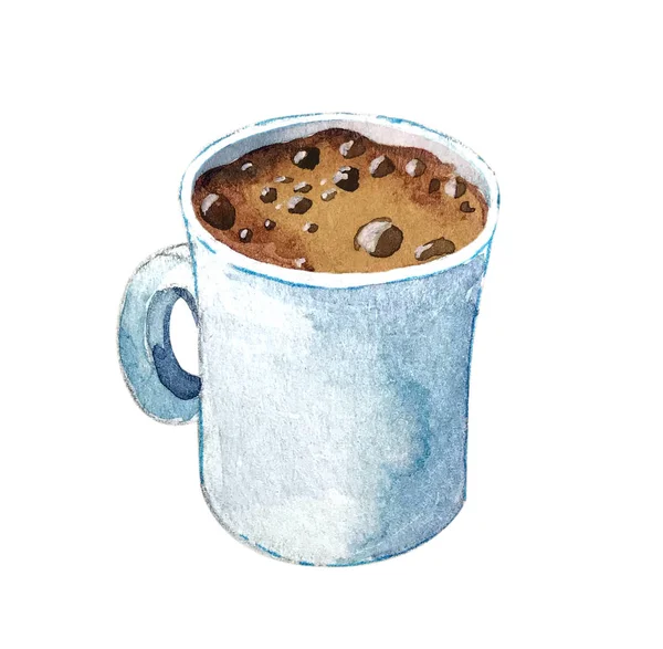 Akvarelu šálek kávy espresso — Stock fotografie