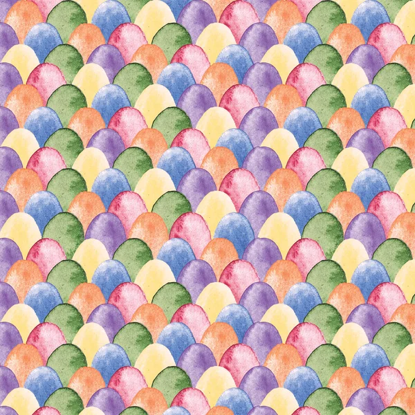 Acquerello modello Pasqua con uova multicolore — Foto Stock