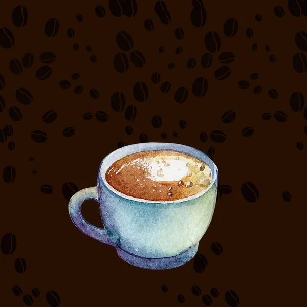 Akwarela filiżankę kawy macchiato — Zdjęcie stockowe