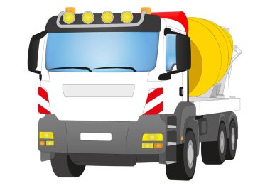 Beyaz arka plan üzerinde çimento karıştırıcı